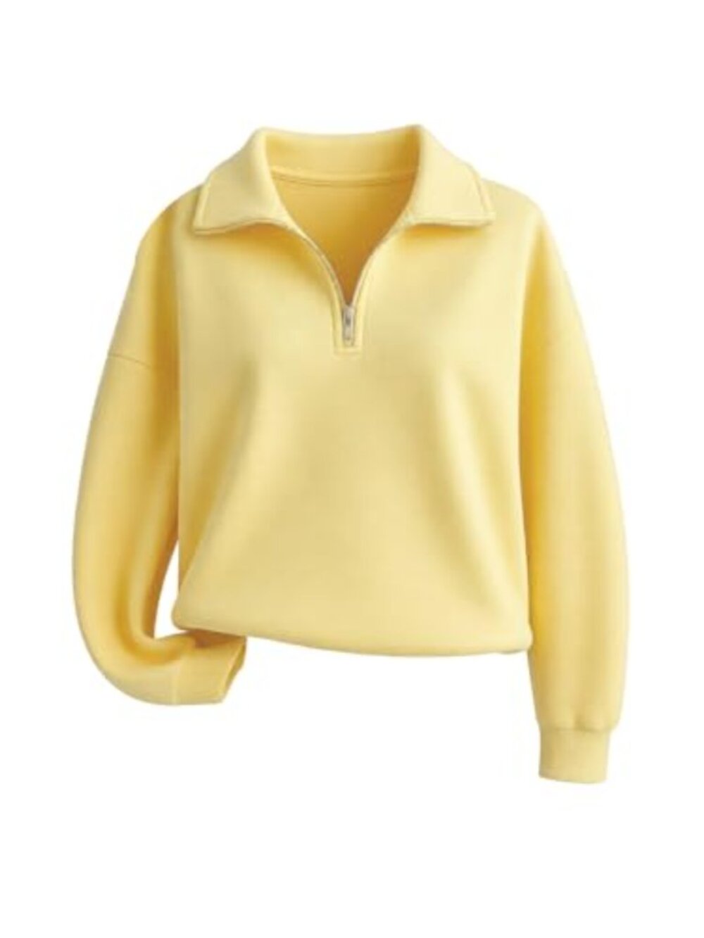 Women's Quarter Zip Sweatshirt Collared Long Sleeve Pullover Loose Fit
